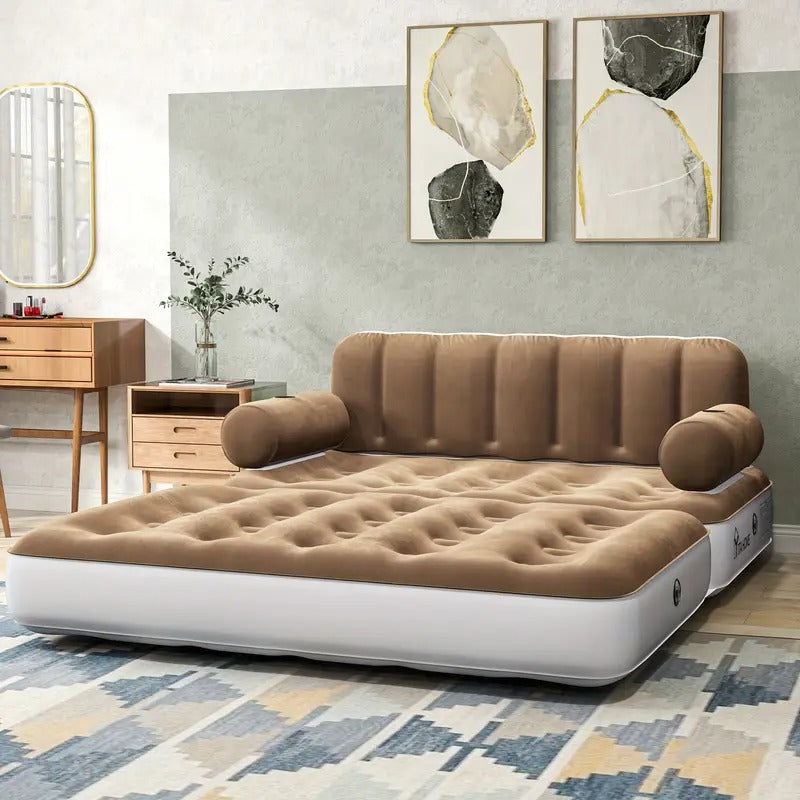 inflatable air sofa bed 2 in 1 backrest couch airbed with headboard and pump convertible blow up bed mattress for and guests living room size _ temu Temu