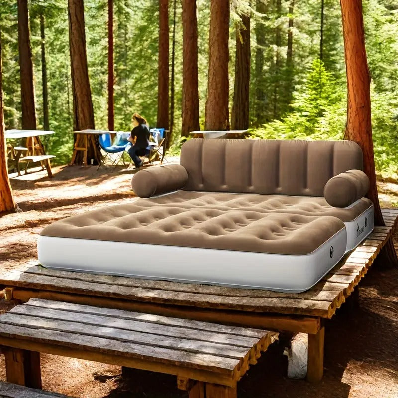inflatable air sofa bed 2 in 1 backrest couch airbed with headboard and pump convertible blow up bed mattress for and guests living room size _ temu Temu